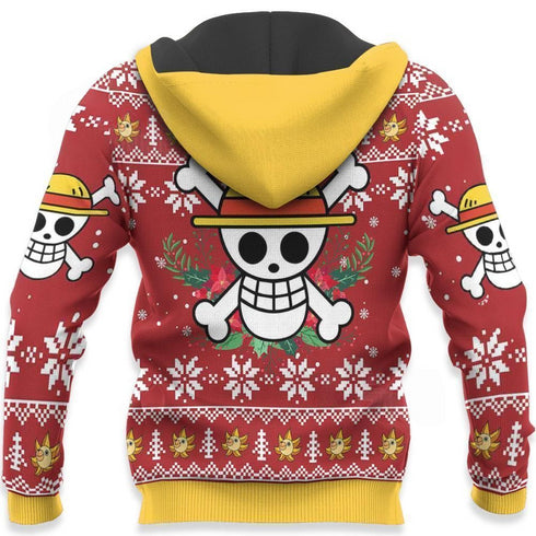 DivesArt - Luffy Ugly Christmas Sweater och Hoodie One Piece Anime Xmas